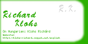 richard klohs business card